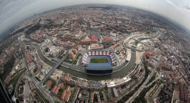 Vista aérea del Estadio Vicente Calderón.