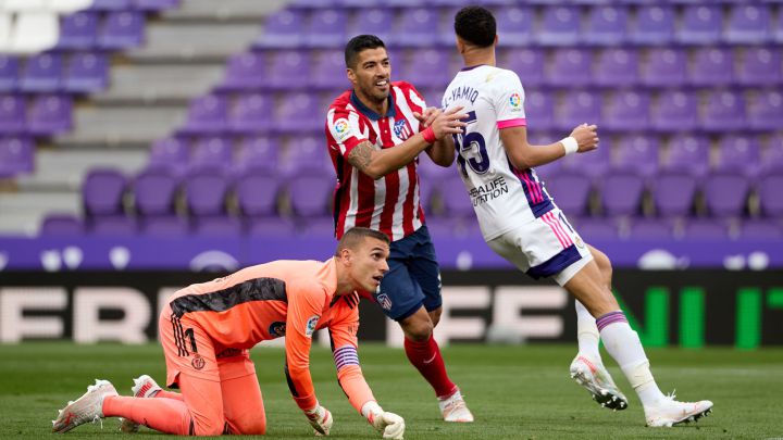 Luis Suárez celebra 1-2 en el Valladolid-Atlético.