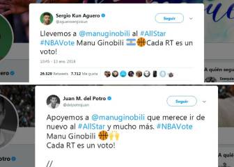 Agüero y Del Potro se suman a la campaña por Manu en la NBA