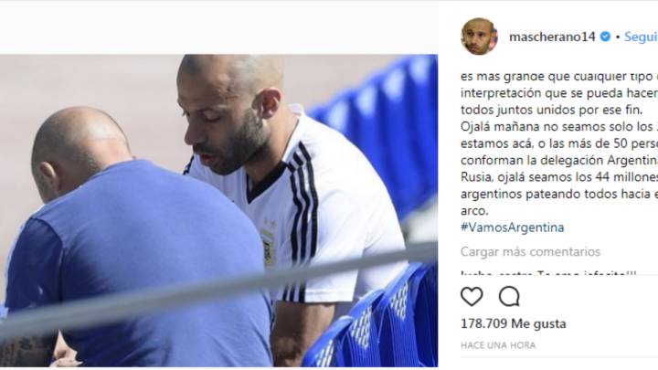 Mascherano responde a las críticas a través de Instagram