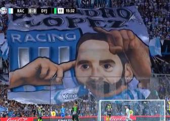 Espectacular homenaje de la gente de Racing a Licha López
