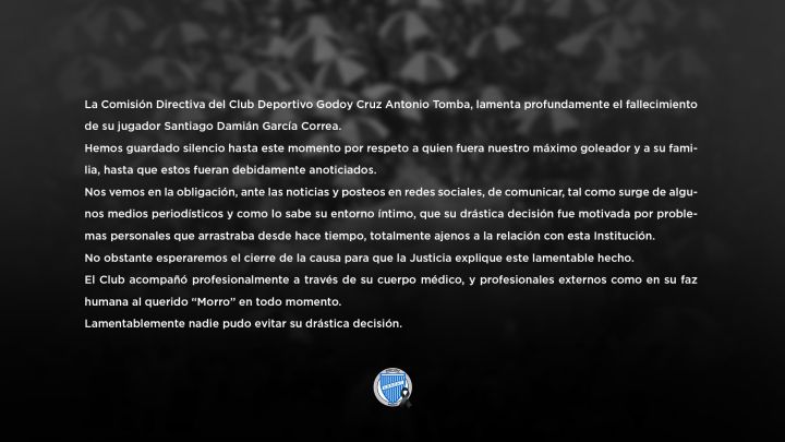 Godoy Cruz se despega de la muerte del Morro