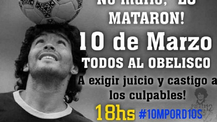 Convocan una marcha en el Obelisco para pedir justicia por Maradona