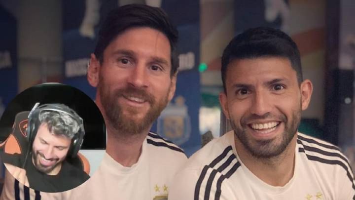 El 'Kun streamer' reapareció en la rueda de prensa de Messi