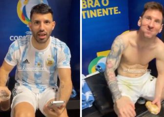 Messi con un pan bromea de su físico y la genial reacción del Kun al pillarlo con una copa