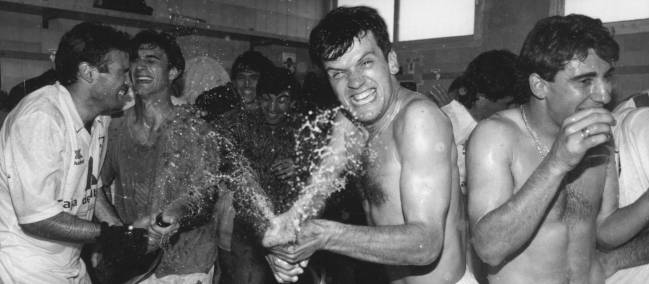 Los jugadores del Albacete celebran el ascenso