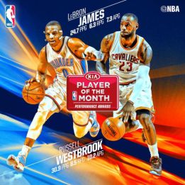 LeBron James y Westbrook repiten como jugadores del mes