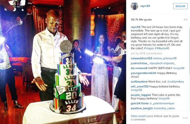 Todos los equipos de Ray Allen, en la tarta de su 40 cumpleaños