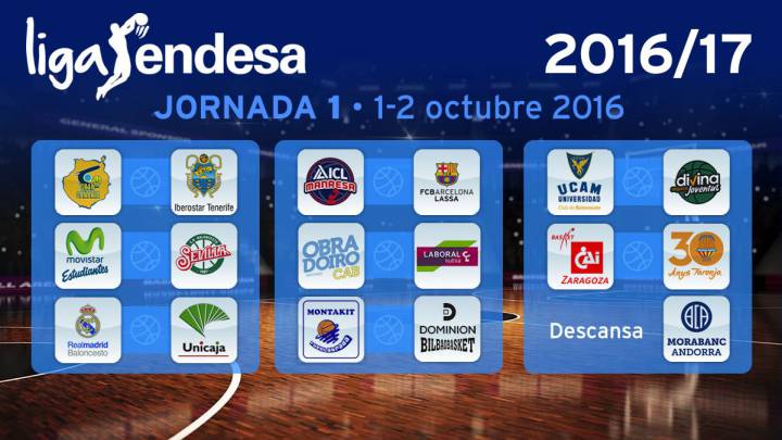 El Madrid arranca ante Unicaja; el 1º Clásico, 5-6 de noviembre