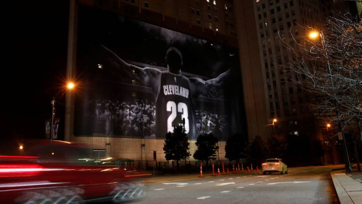 El cartel de LeBron James en Cleveland.