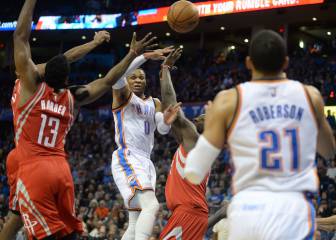 Westbrook iguala a Jordan, pero los Rockets sobreviven en OKC