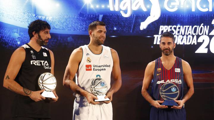 Felipe Reyes y Juan Carlos Navarro en la presentación de la Liga Endesa 2017-18.