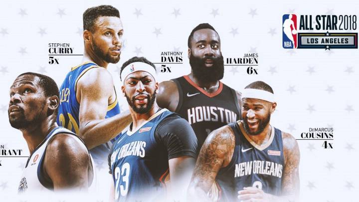 Kevin Durant, Stephen Curry, Anthony Davis, James Harden y DeMarcus Cousins.