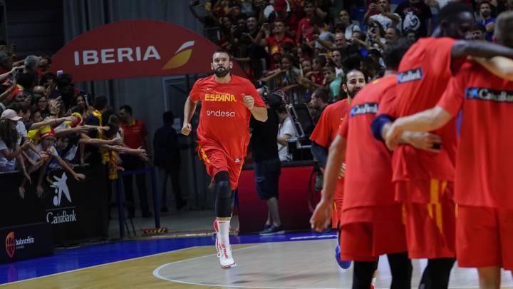 Marc Gasol, antes del partido contra el Congo en Málaga.