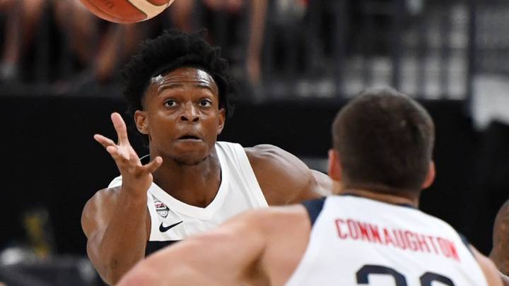 De'Aaron Fox, durante un partido con la selección de Estados Unidos.