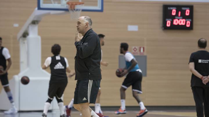Pablo Laso, en un entrenamiento del Real Madrid.