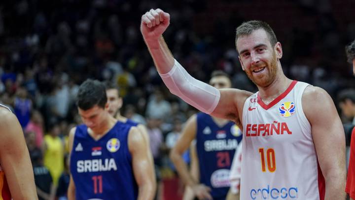 Víctor Claver, tras el partido contra Serbia.