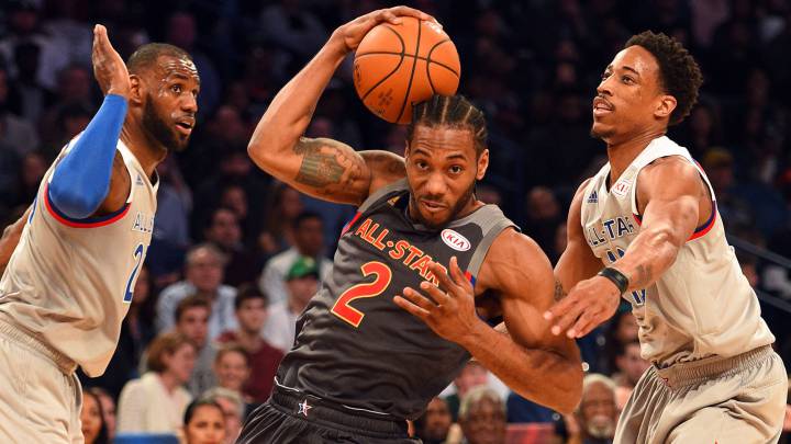 LeBron James, Kawhi Leonard y DeMar DeRozan