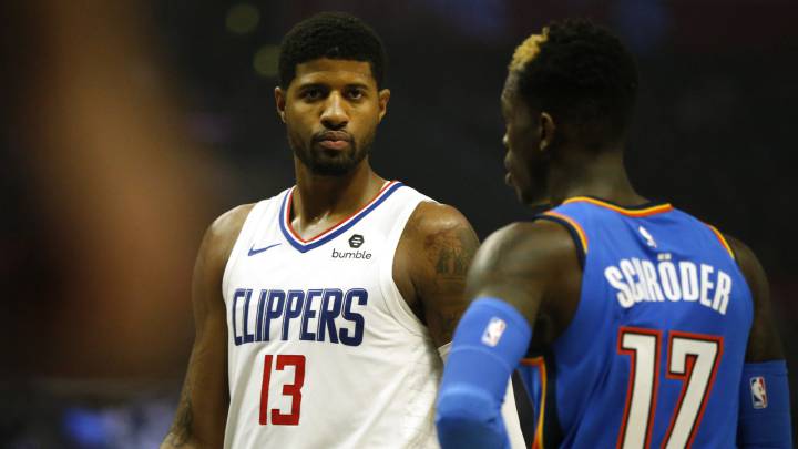 Paul George, durante el partido de la NBA que ha enfrentado a Los Ángeles Clippers y a los Oklahoma City Thunder
