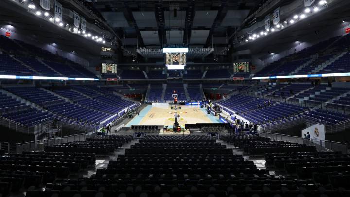 El WiZink Center, cancha del Real Madrid y del Estudiantes, vacío antes de un partido de la presente temporada.