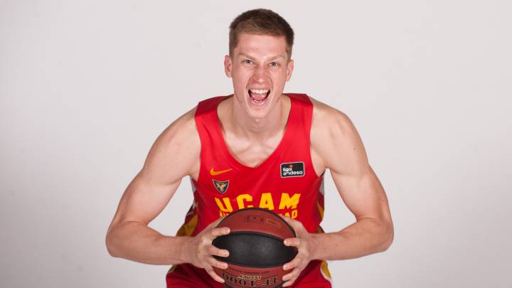 Rinalds Malmanis, en su presentación como jugador del UCAM Murcia.