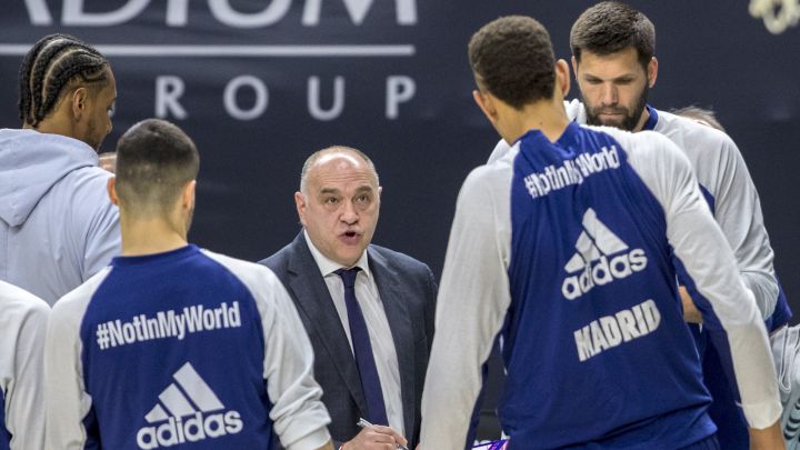 Pablo Laso, entrenador del Real Madrid, durante el partido de la Euroliga frente al CSKA Moscú.