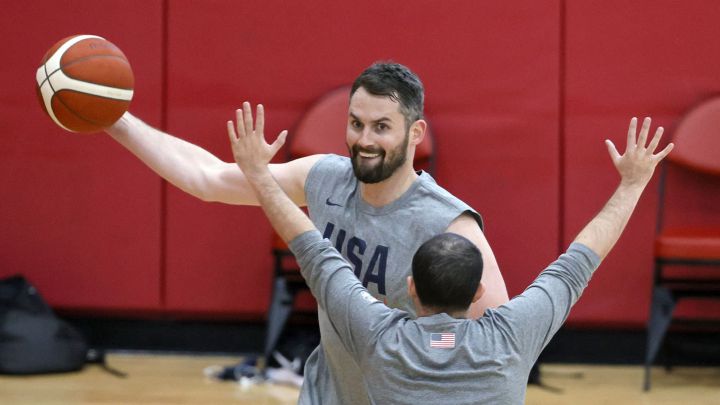 Kevin Love, durante un entrenamiento con la Selección de Estados Unidos.