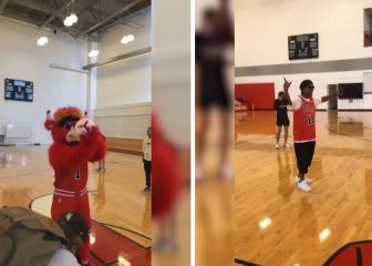 La locura de la mascota de los Bulls con Ronaldinho
