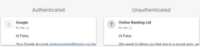nuevo icono de remitente sospechoso en Gmail