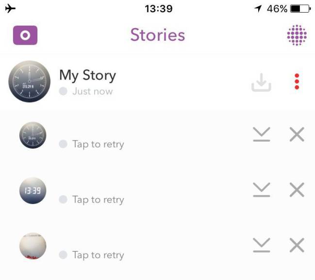 Pon Snapchat en modo avion