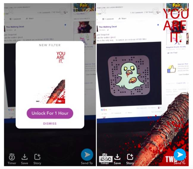 El filtro zombie de Snapchat