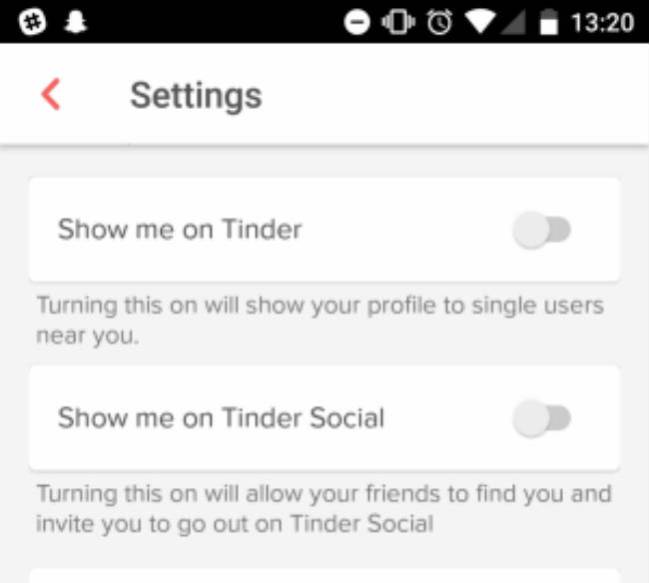 Tinder app interfaz