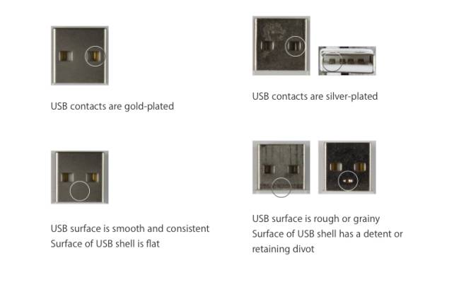 USB oficiales Apple y cables falsos