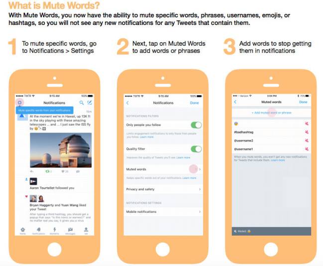 La nueva función de Twitter permite silenciar palabras, hashtags y hasta emojis