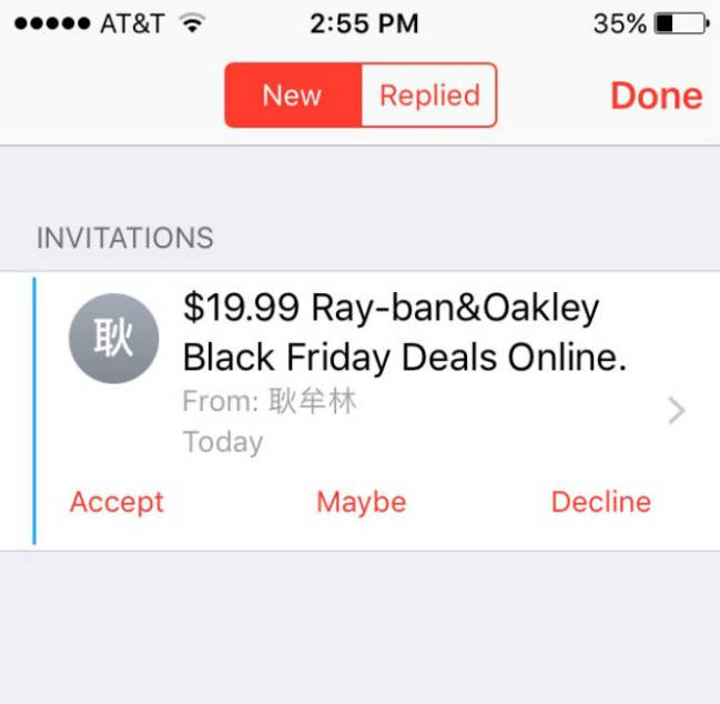 El mensaje spam de invitación que muchos usuarios de iPhone están recibiendo