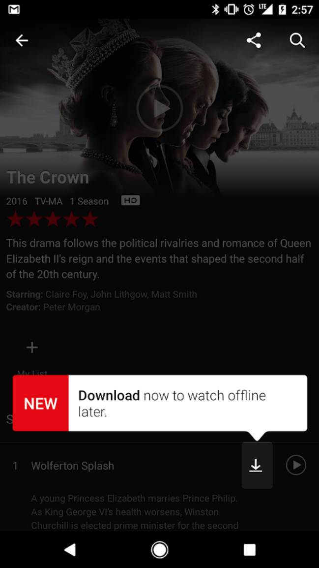 La nueva función de descarga de contenido dentro de la app de Netflix.