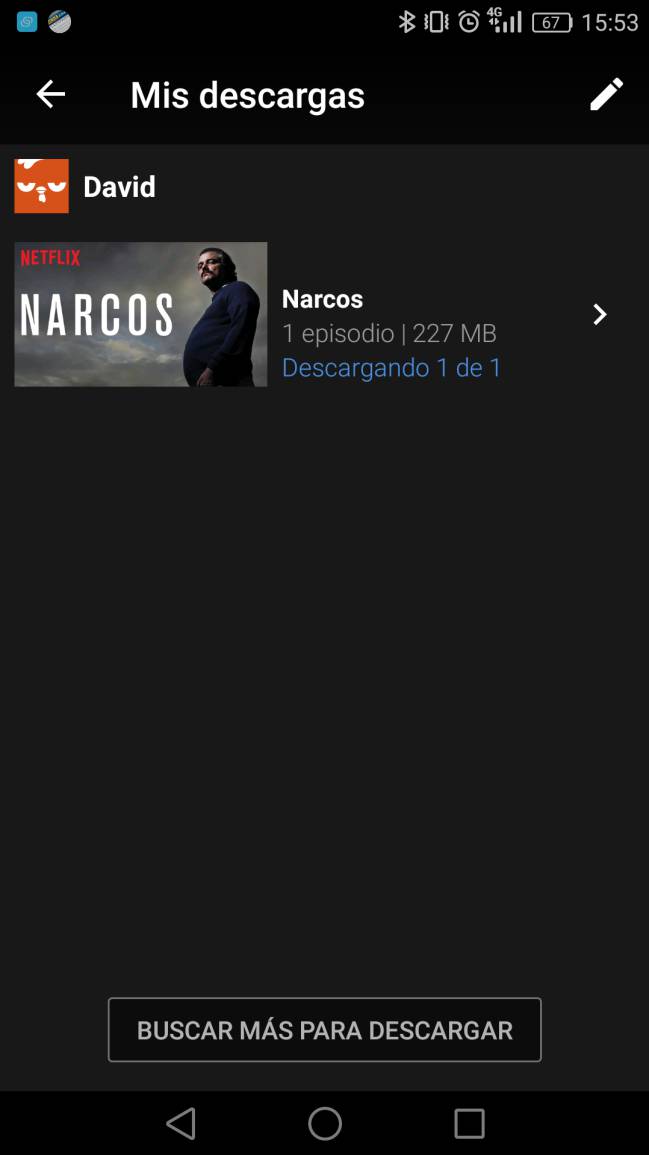 El peso de un capítulo de Narcos es e 227 MB.