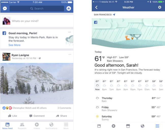 facebook weather