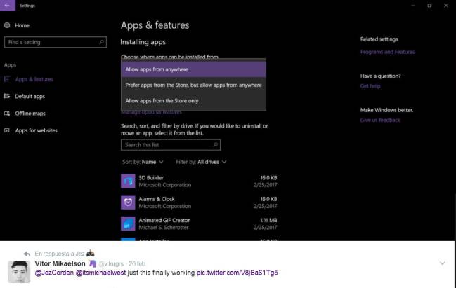 w10 ajustes apps twitter