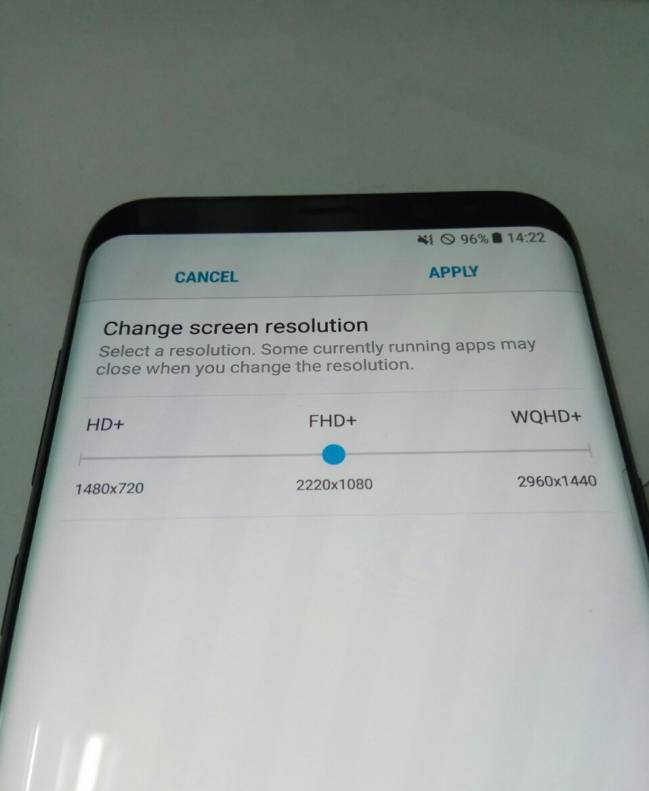 resoluciones galaxy s8