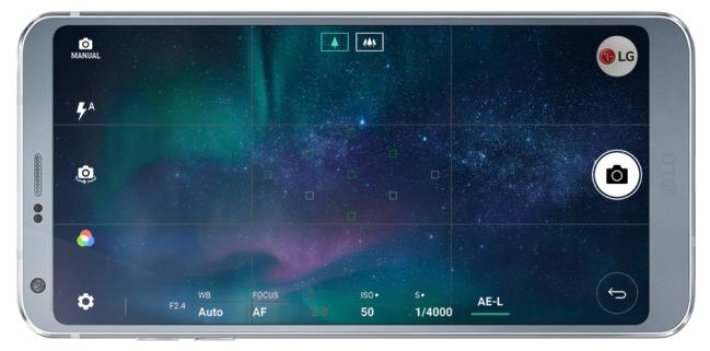 Interfaz principal de la cámara del LG G6