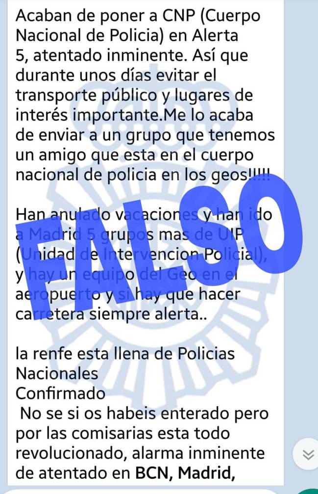 El mensaje actual que está corriendo por WhatsApp