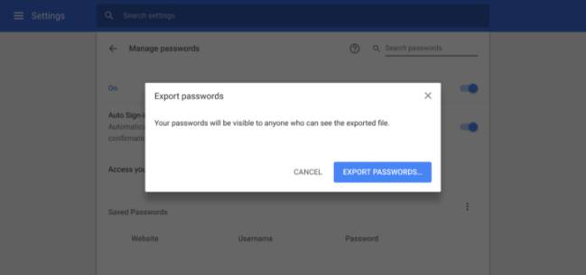 google chrome csv