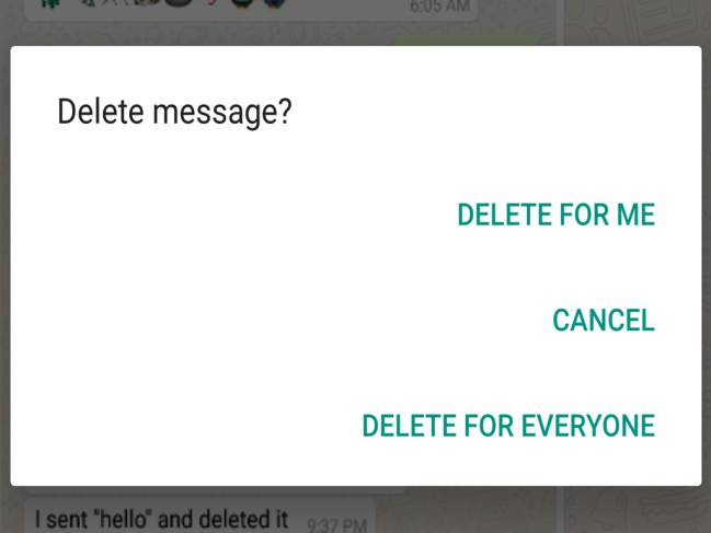 La funcion eliminar mensajes de WhatsApp