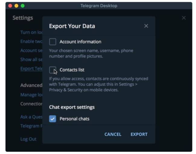 export telegram