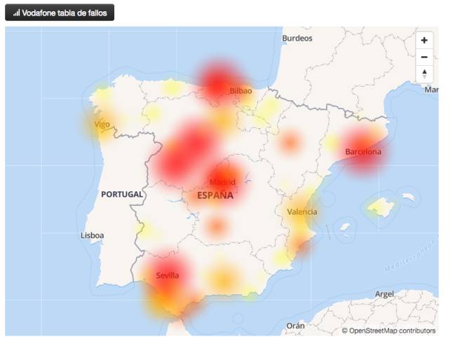 red vodafone caída