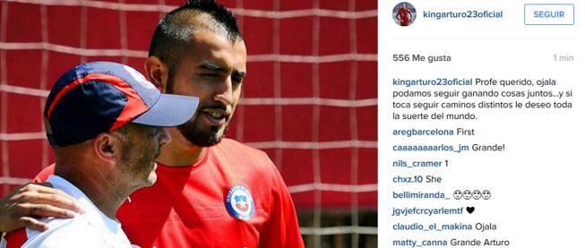Vidal apoya a Sampaoli en su Instagram