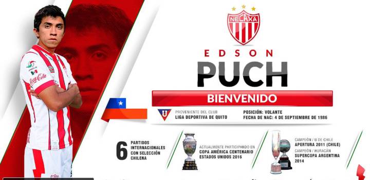 Edson Puch fue anunciado como refuerzo del Necaxa