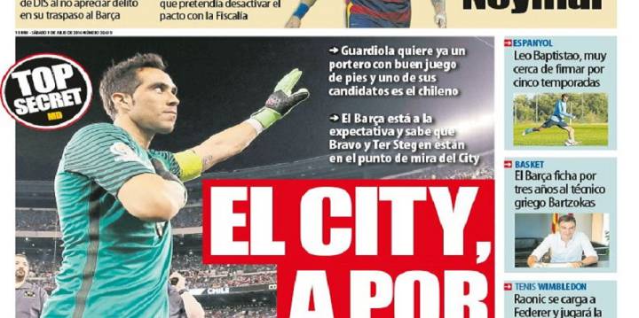 Bravo es portada en Barcelona por su posible salida del club