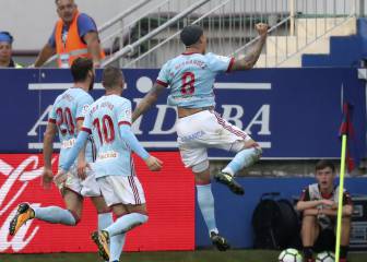 Hernández celebró un golazo en paliza de Celta al Eibar